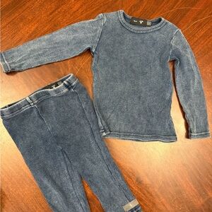 Kids Two-Piece Thermal Set in Washed Blue